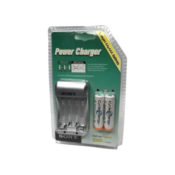 Cargador con 2 Pilas AA Recargables Sony
