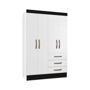 Escaparate Sino Blanco/Negro de 4 Puertas y 3 Gavetas