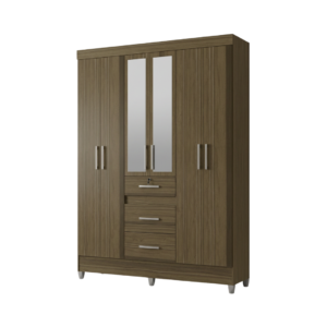 Ropero Itatiba Castaño/Vainilla de 6 Puertas y 3 Gavetas