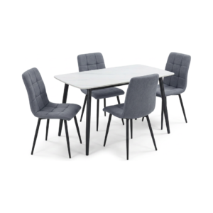 Comedor Palermo Mesa de Apariencia Marmoleada de 4 Sillas Grises