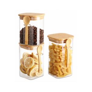 Set de 3 Envases de Cocina con Cucharilla de Madera Sujoya