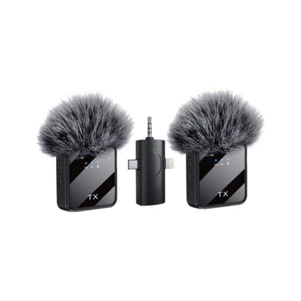 Set de 2 Micrófonos Inalámbricos con Adaptador 3 en 1
