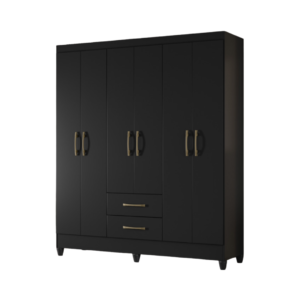 Ropero Panamá Negro de 6 Puertas y 2 Gavetas