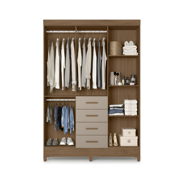 Ropero Aruba con Espejo Carvallo/Fendi de 6 Puertas y 4 Gavetas