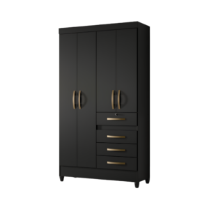 Ropero Sobral Negro de 4 Puertas y 4 Gavetas
