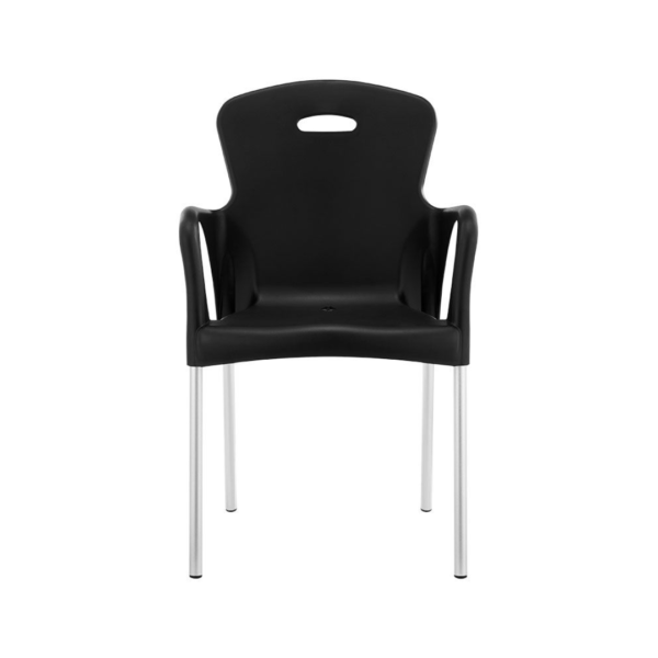 Silla Roma con Patas Metálicas Negra Alfa Hogar