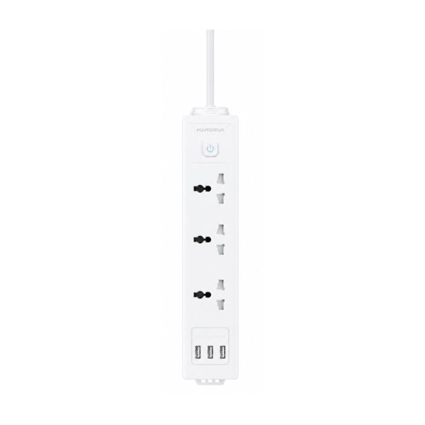 Regleta Power Strip con 3T y 3P USB 2 Metros Marsriva